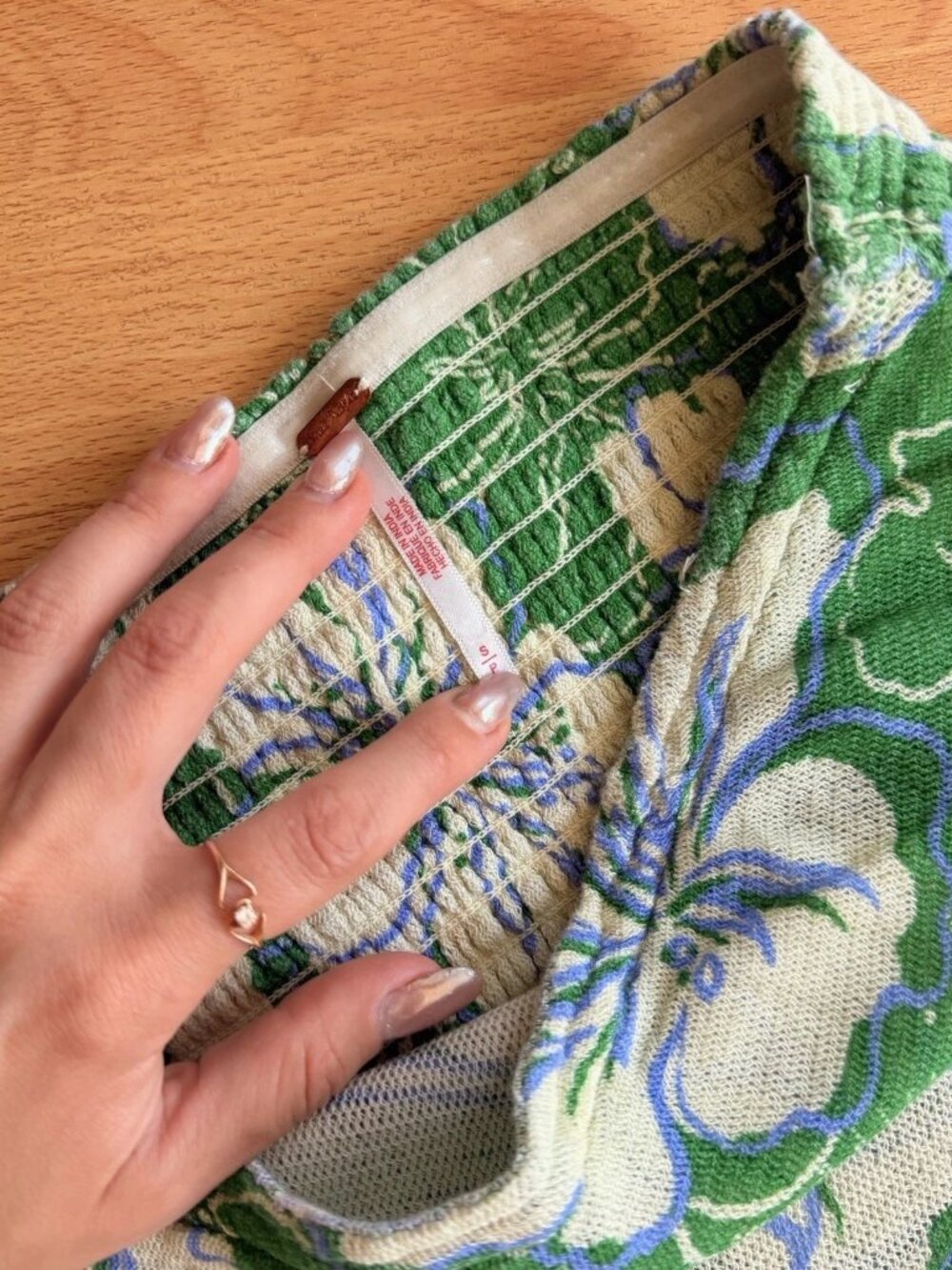 Free People Strapless Tube Top Green White Floral Bohemian Boho Festival SMALL - Picture 4 of 8